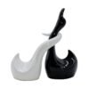 Black & White Swan Sculpture Duo - Elegant Modern Decor Accent