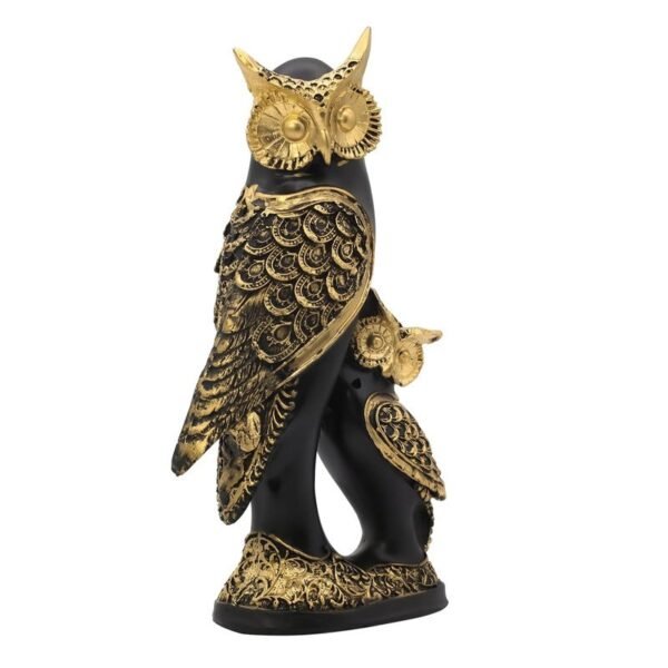 Black & Gold Owl Sculpture - Elegant Home & Office Decor