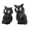 Modern Black Owl Figurine Duo - Gold-Eyed Sculptural Home Decor