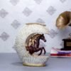 Gold-Accented Crescent Horse Vase - Modern Equestrian Decor