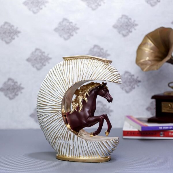 Gold-Accented Crescent Horse Vase - Modern Equestrian Decor