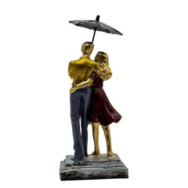 Romantic Couple Under Umbrella Resin Sculpture HandPainted Love Statue, Anniversary & Valentine's Day Gift for Home Decor
