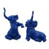 Modern Blue Elephant Figurine Duo - Whimsical Home Decor Accents