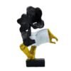 Romantic Abstract Couple Reading Book Statue Black & Gold Resin Figurine for Home decor, Modern Love Sculpture for Living Room, Bedroom, Study Table, Gift for Couples & Book Lovers