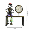 Decorative Sitting Doll with Clock in Metal | Handcrafted Table Showpiece with Timepiece | Unique Home & Office D?cor Gift Item