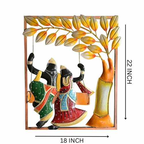 Metal Radha Krishna Jhula Frame | Decorative Swing Showpiece for Home Temple & Gift Purpose