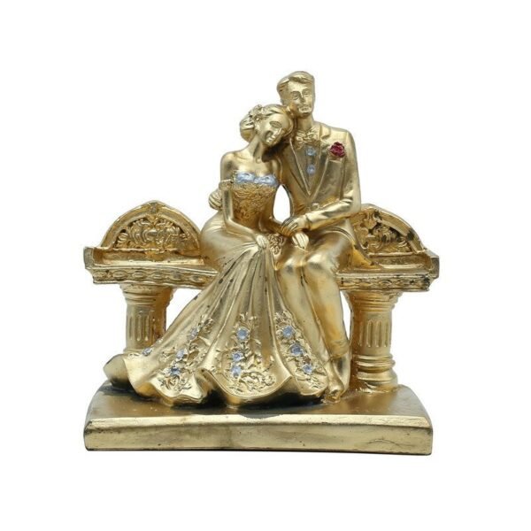 Luxurious Golden Couple Bench Statue - Ideal for Living Room or Office Decoration