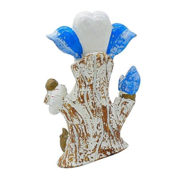 White & Blue Lord Ganesha Idol on Tree Log | Polyresin Ganpati Statue for Home Decor, Pooja Room, Car Dashboard & Gift | Decorative Ganesh Murti 5 Inch