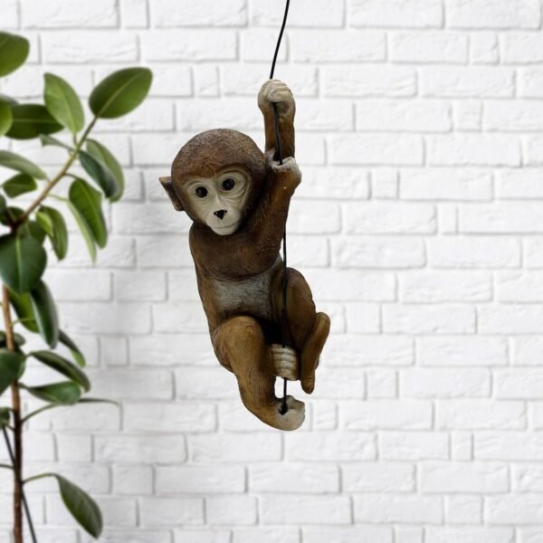 4-8.jpg Whimsical Hanging Monkey Garden Sculpture - Resin Chimp Ornament for Indoor & Outdoor Decor