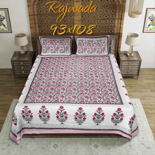 Rajasthani Cotton Bed Sheet ? Traditional Handcrafted Print, Soft & Durable Bedding