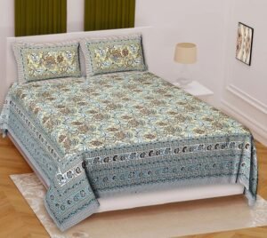 Jaipuri Cotton King Size Bedsheet ? Soft & Breathable Handcrafted Printed Double Bedsheet for Bedroom Decor