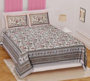 Pure Cotton Double Bedsheet ? Soft Breathable Hand?Printed Design for Bedroom, Traditional Block Print Bed Sheet