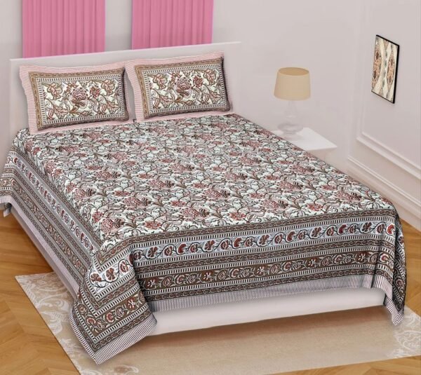 Pure Cotton Double Bedsheet ? Soft Breathable Hand?Printed Design for Bedroom, Traditional Block Print Bed Sheet