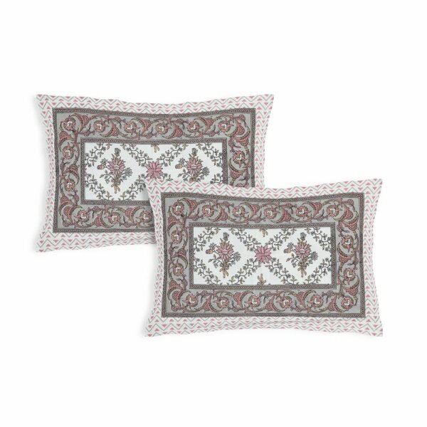 Jaipuri Cotton Double / King Size Bedsheet ? 100% Pure Cotton, Traditional Rajasthani Block Print Floral Design