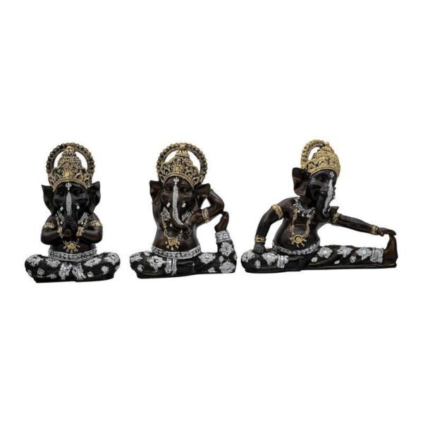 5-1-2.jpg Set of 3 Lord Ganesha Idols for Home Decor | Black Polyresin Ganpati Statue with Gold & Silver Detailing | Decorative Murti for Pooja Room, Office, Gift & Festive Decor