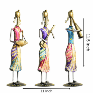 Handcrafted Metal Standing Lady Musician | Elegant Decorative Showpiece for Home & Office D?cor | Artistic Rajasthani Folk Art Figurine