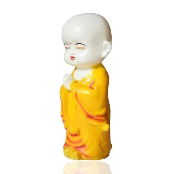 Meditating Buddha Monk Statue Decorative Baby Monk Doll Showpiece for Home Decor and Office (10 x 10 x 25 Centimeters) (Yellow)