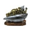 Gold & Silver Ganesha Statue on Conch Shell - Hindu God Decorative Figurine for Home & Office