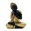 Polyresin Buddha Statue for Shelf Decor, Black and Gold, 16.5 cm x 12.7 cm