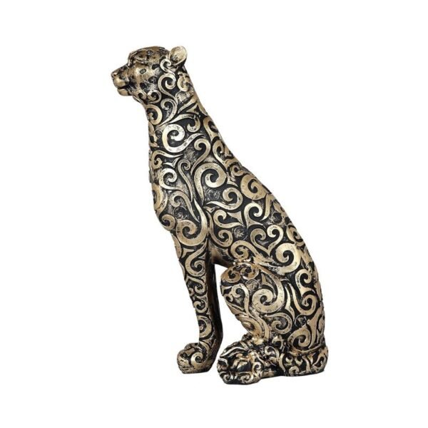 Ornate Bronze Leopard Statue with Floral Patterns - Unique Home Decor and Gift Idea