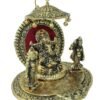Golden Ganesha Statue with Riddhi Siddhi - Brass - Hindu God Showpiece for Home Decor & Gifting