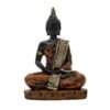 Samadhi Buddha Decorative Buddha Statue, Black and Orange with Jewelled Robe, 7.5 inch Height