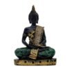 Decorative Buddha Statue with Crystal Embellishments, Black and Gold, 7.5 x 5 Inch