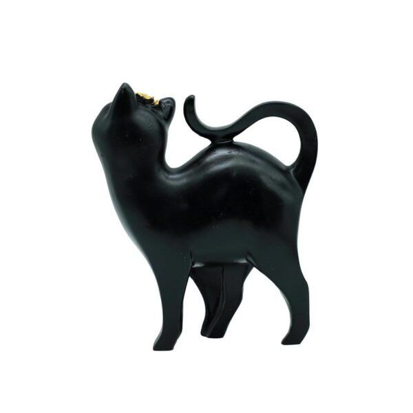 Elegant Black Cat Statue with Golden Accent - Modern Home Decor Inspiration