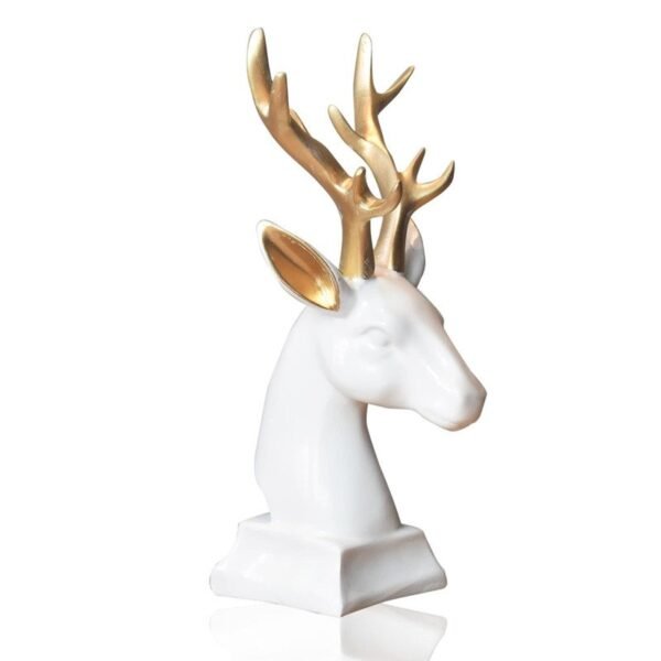 Luxury Resin Deer Bust with Gold Antlers - Modern Animal Decor for Home & Office
