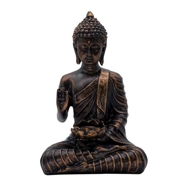 5-23-1.jpg Meditation Buddha Statue with Lotus Bowl for Office Decor, Bronze Antique Finish, 24.1 x 16.5 cm