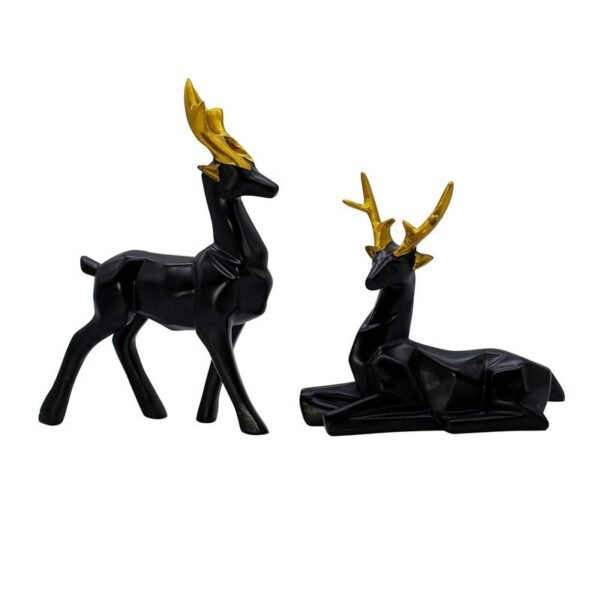 5-23.jpg Elegant Black Deer Statues with Golden Antlers - Perfect Home Decor for Modern Living Spaces