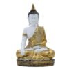 Decorative Buddha Statue for Meditation Room White and Gold, 28 cm x 18 cm