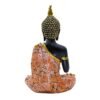 Decorative Buddha Statue with Lotus for Home Decor, Black and Orange Mosaic Design, 26.7 cm x 17.8 cm