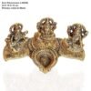 5-27-2.jpg Brass Lakshmi-Ganesha-Saraswati Diya Holder on Leaf Plate Gold-Tone Hindu Trio Statues with Oil Lamp for Puja Room, Temple & Home Decor, Diwali & Wedding Gift