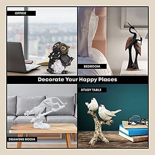 5-28.jpg Adorable Bird Figurines on Branch - White and Gold Decorative Statue for Home and Garden