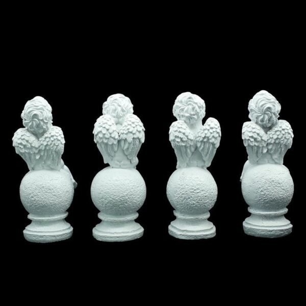 5-29-1.jpg White Angel Figurine Set of 4, Decorative Garden Statues, 8 Inch Height, 3-3.5 Inch Width