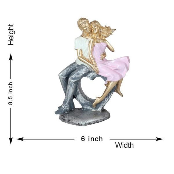 Romantic Couple Figurine Sitting on Bench Hand-Painted Resin Love Statue, Anniversary & Valentines Day Gift for Home Decor