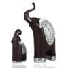 Black & Silver Elephant Figurine Set - Elegant Home Decor Accents