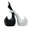 Black & White Swan Sculpture Duo - Elegant Modern Decor Accent