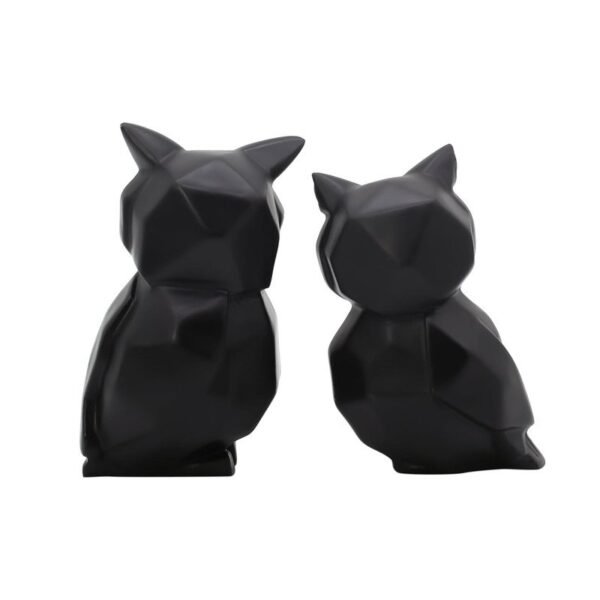 Modern Black Owl Figurine Duo - Gold-Eyed Sculptural Home Decor