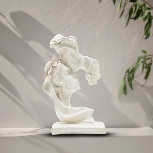 Romantic Couple Under Umbrella Sculpture HandPainted Resin Love Statue, Anniversary & Valentines Day Gift for Home decor