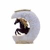Gold-Accented Crescent Horse Vase - Modern Equestrian Decor