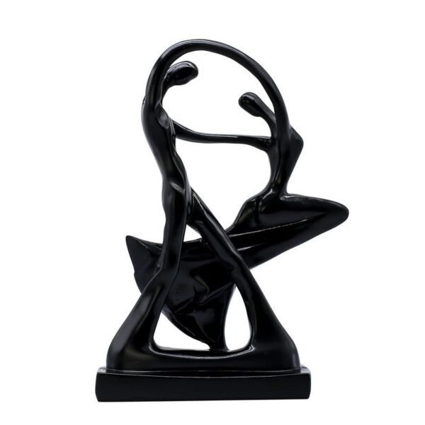 Contemporary Black Resin Couple Figurine Abstract Dance Sculpture for Home & Office, Thoughtful Anniversary or Valentines Gift