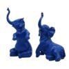 Modern Blue Elephant Figurine Duo - Whimsical Home Decor Accents