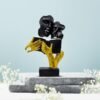Romantic Abstract Couple Reading Book Statue Black & Gold Resin Figurine for Home decor, Modern Love Sculpture for Living Room, Bedroom, Study Table, Gift for Couples & Book Lovers