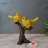 Decorative Bird Statue - Yellow Birds on Branch - Tabletop Decoration - Home Decor Accent