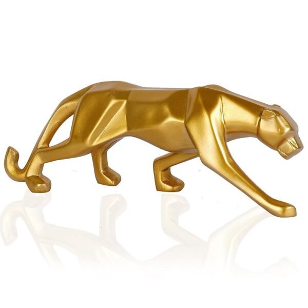 5-4.jpg Modern Gold Panther Sculpture - Sleek Resin Animal Figurine for Home & Office Decor