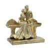 Luxurious Golden Couple Bench Statue - Ideal for Living Room or Office Decoration