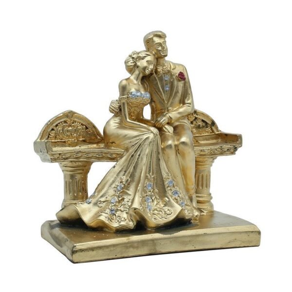 Luxurious Golden Couple Bench Statue - Ideal for Living Room or Office Decoration