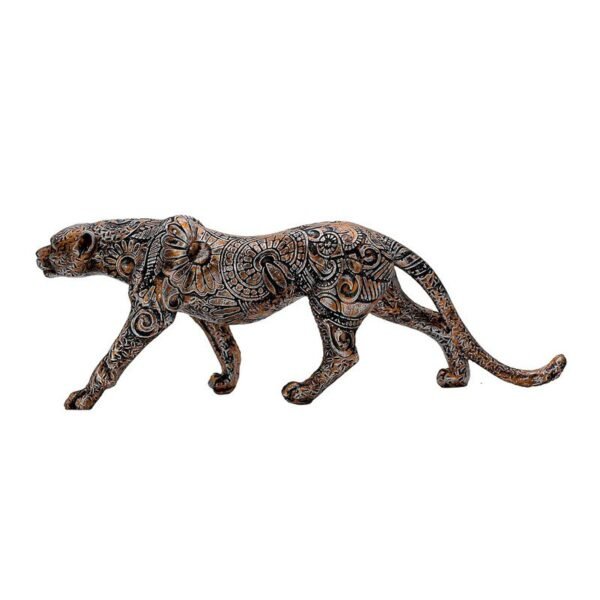 5.jpg Intricately Carved Metal Leopard Sculpture - Elegant Jungle Cat Figurine for Home & Office Decor